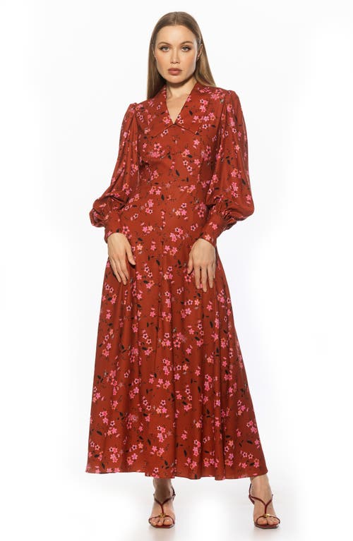 Alexia Admor Kate Collared Long Sleeve Maxi Dress In Red