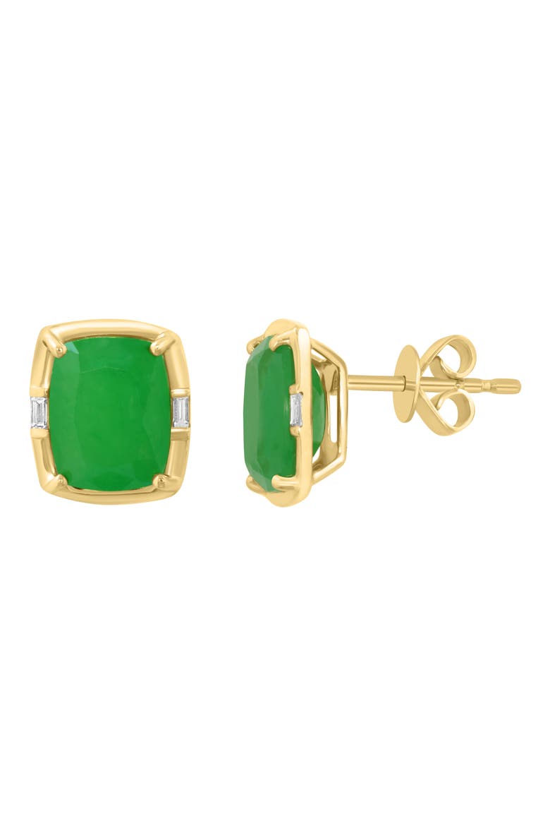 Diamond & Jade Stud Earrings, Alternate, color, GREEN