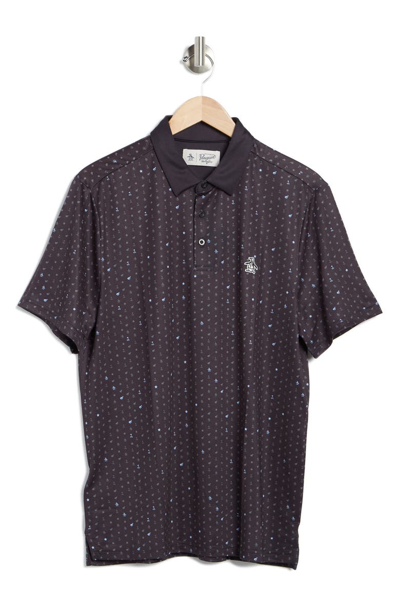 ORIGINAL PENGUIN GOLF Novelty Print Polo Shirt, Alternate, color, Caviar