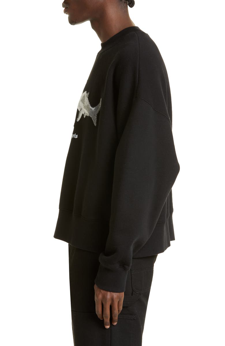Palm Angels Shark Appliqué Sweatshirt, Alternate, color, 