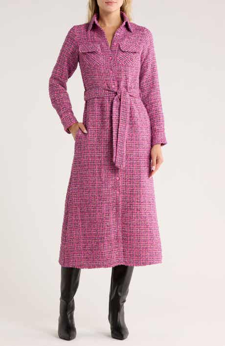 AREA STARS Dela Long Sleeve Tweed Shirtdress
