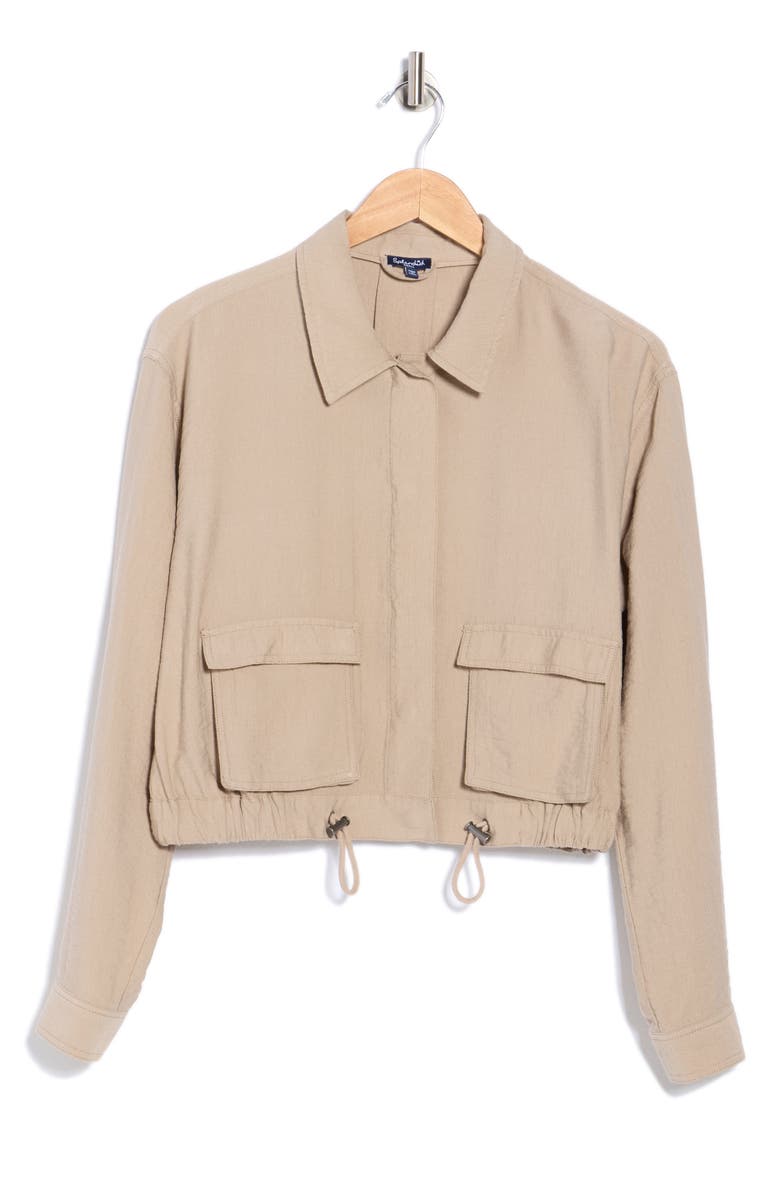 Splendid Breck Crepe Shirt Jacket, Main, color, Fawn Brown