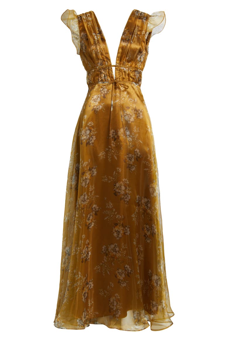 Eliza Organza Gown, Alternate, color, BROWN FLORAL