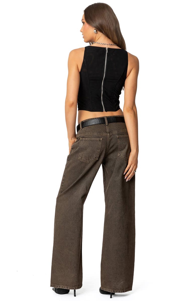 EDIKTED Miki Grommet Corset Top, Alternate, color, Black