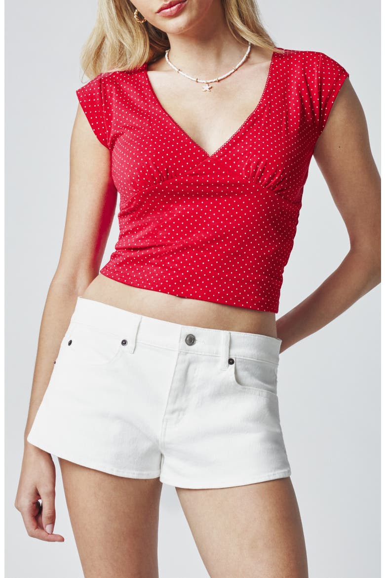 Lace Trim T-Shirt, Main, color, RED POLKA DOT