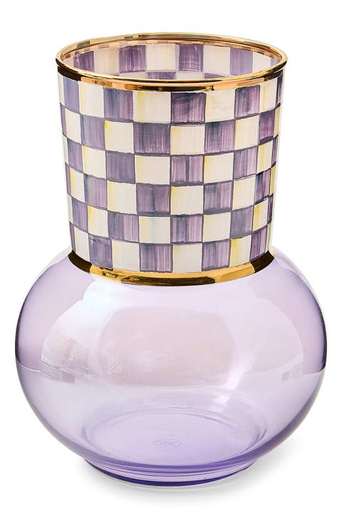 Violet Check Glass Vase