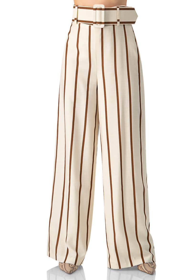Striped Wide-Leg Pants, Main, color, Natural