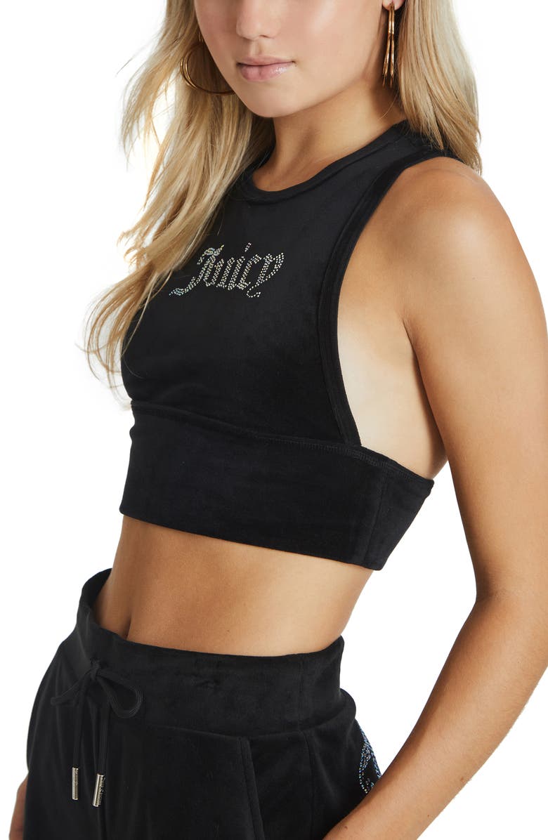 Juicy Couture Embellished Racerback Crop Tank Top, Alternate, color, 