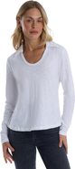WILT Clothing Scoop Neck Long Sleeve Polo Tee with Round Hem