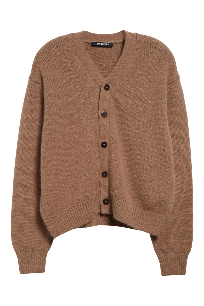 Le Jacquemus Signature Alpaca Blend Cardigan, Alternate, color, LIGHT BROWN