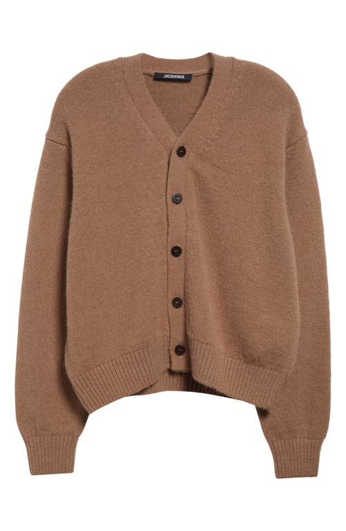 Jacquemus Le Signature Alpaca Blend Cardigan In Light Brown