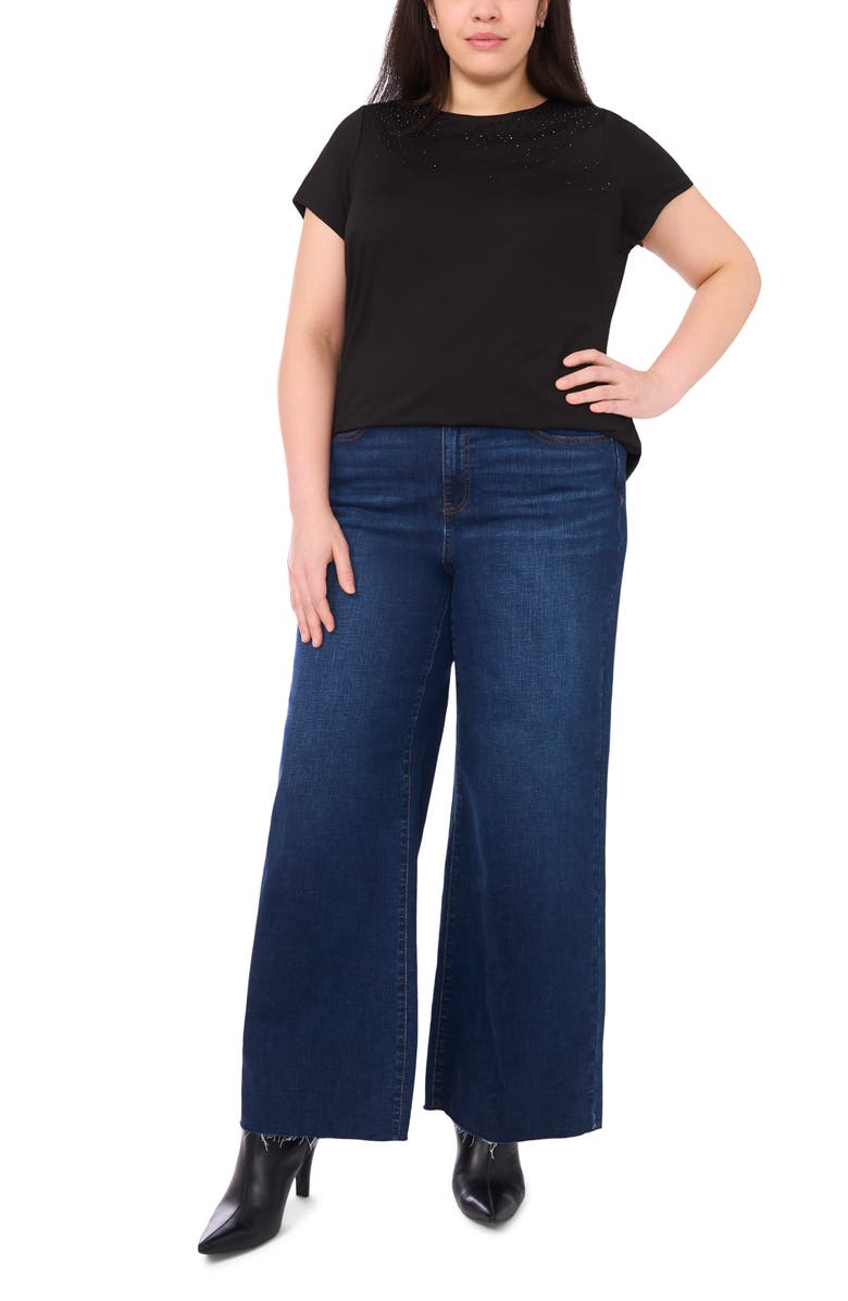 Halogen<sup>®</sup> Rhinestone Compression T-Shirt, Alternate, color, Rich Black