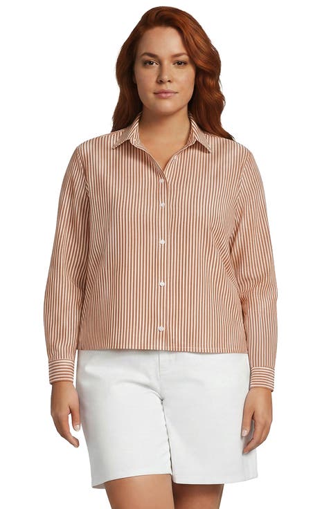 Plus Size No Iron Boxy Cropped Shirt