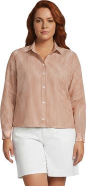 Lands' End Plus Size No Iron Boxy Cropped Shirt