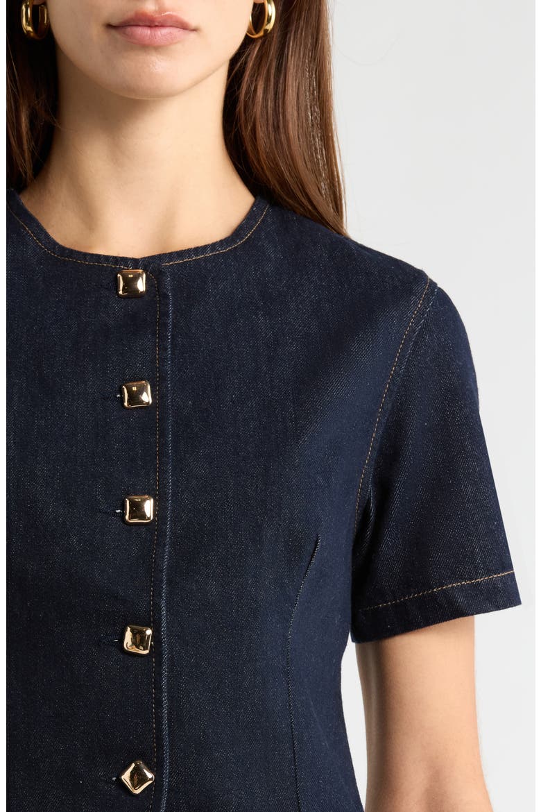 Lennon Short Sleeve Denim Jacket, Alternate, color, DARK DENIM