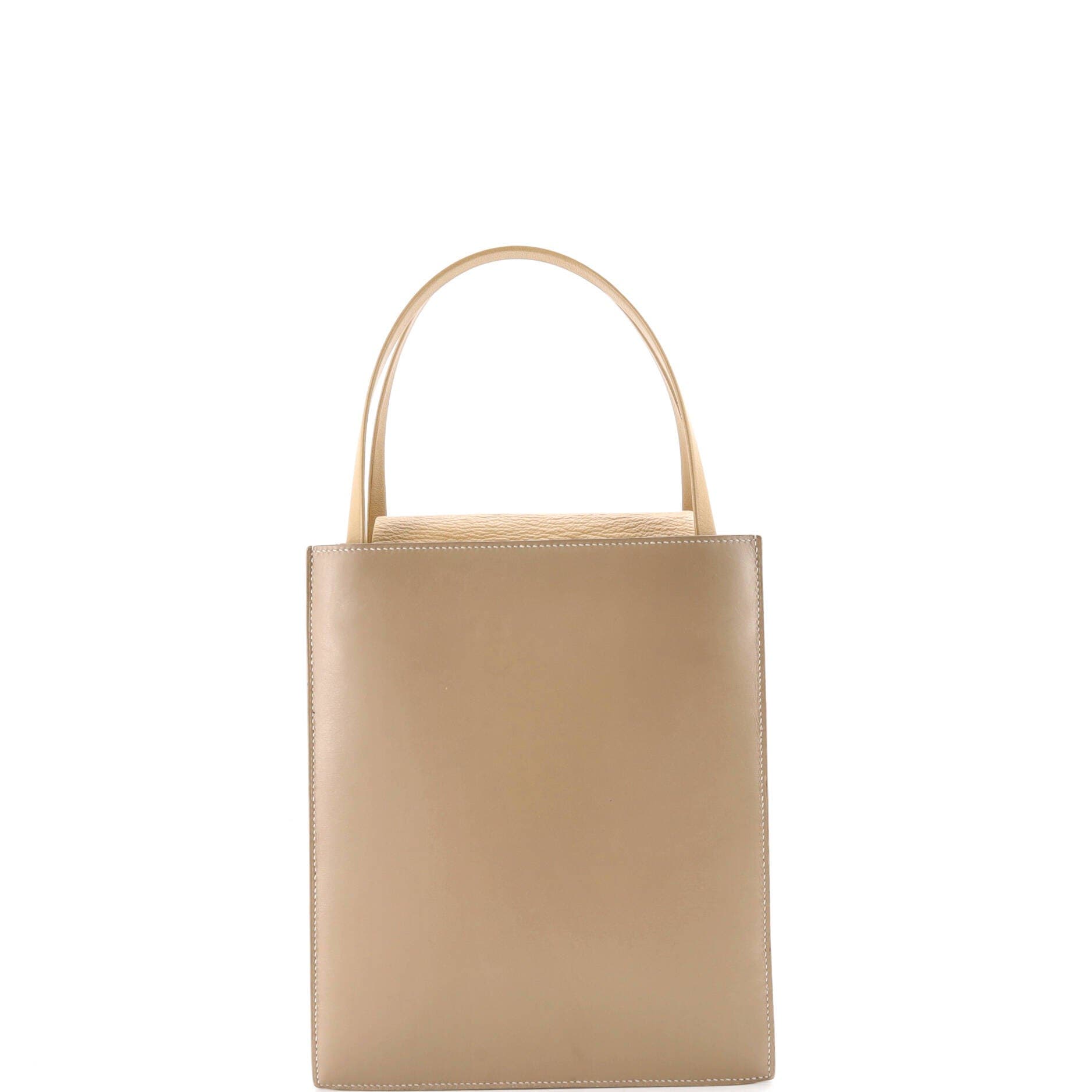 Pre-Owned Hermes Lucy Tote Leather MM, Alternate, color, Blanc Casse