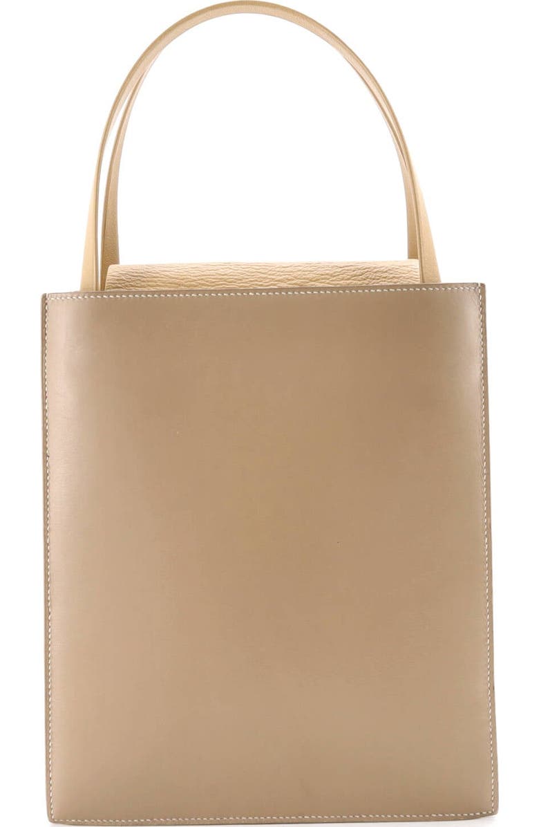 Pre-Owned Hermes Lucy Tote Leather MM, Alternate, color, Blanc Casse