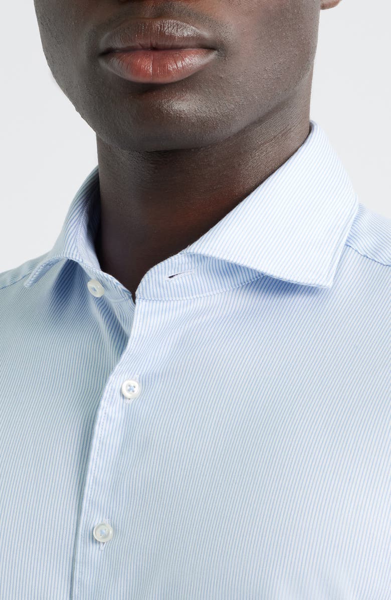 1863 by Eterna Stripe Non-Iron Cotton Twill Dress Shirt, Alternate, color, Sky
