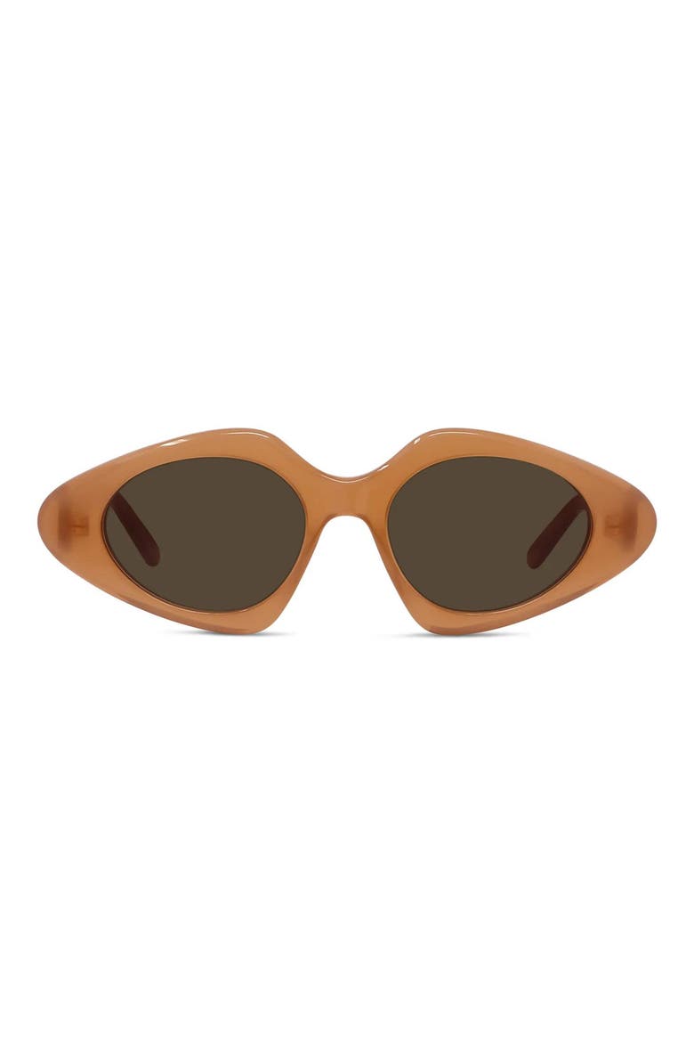 Slim 50mm Geometric Sunglasses, Main, color, SHINY BLACK / BROWN