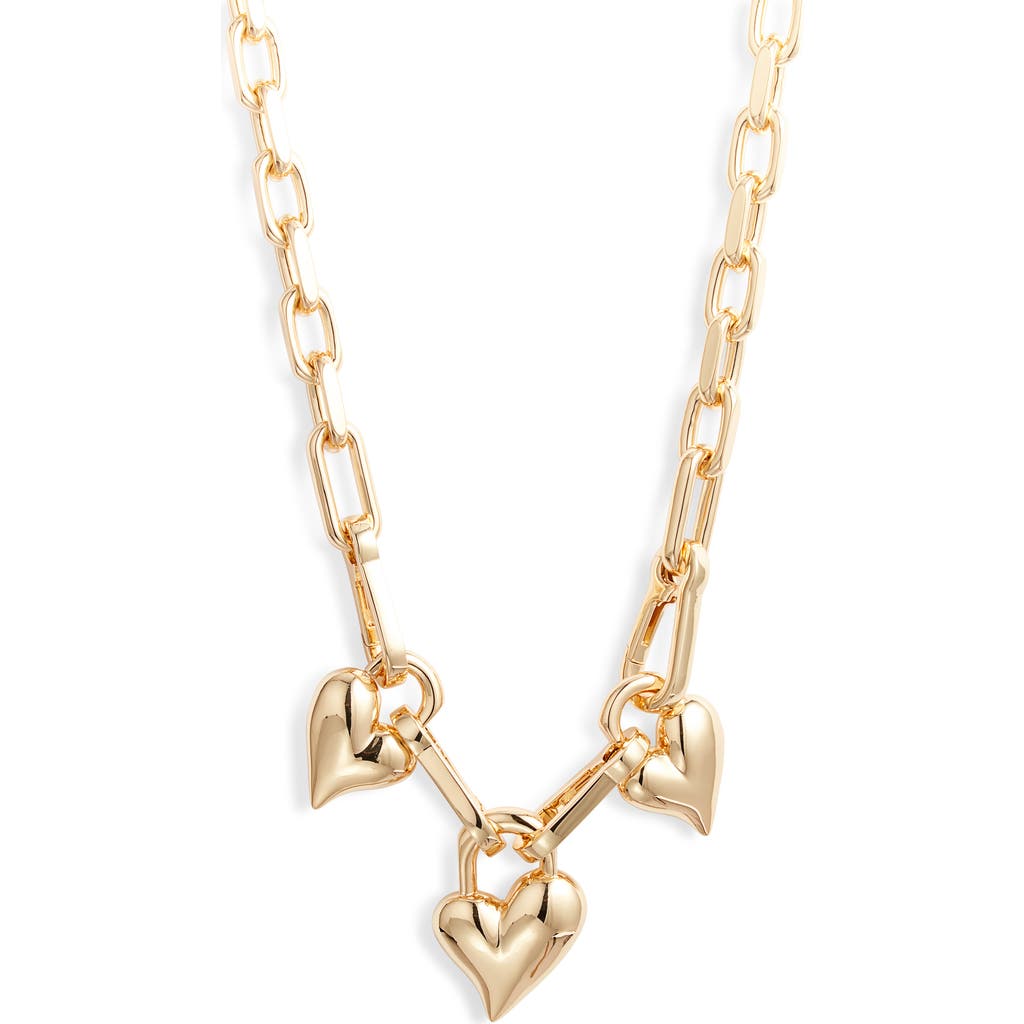 Jenny Bird Triple Padlock Heart Pendant Chain Necklace In High Polish Gold