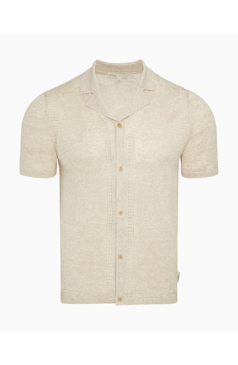 Onia Linen Knit Eyelet Camp Shirt, Alternate, color, Natural Melange