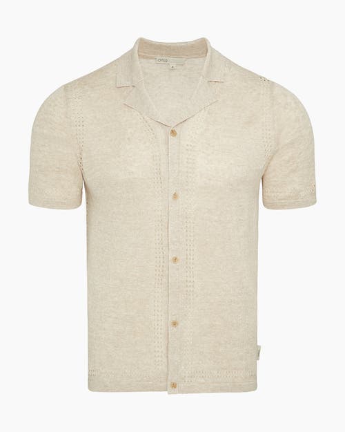 Onia Linen Knit Eyelet Camp Shirt In Neutral