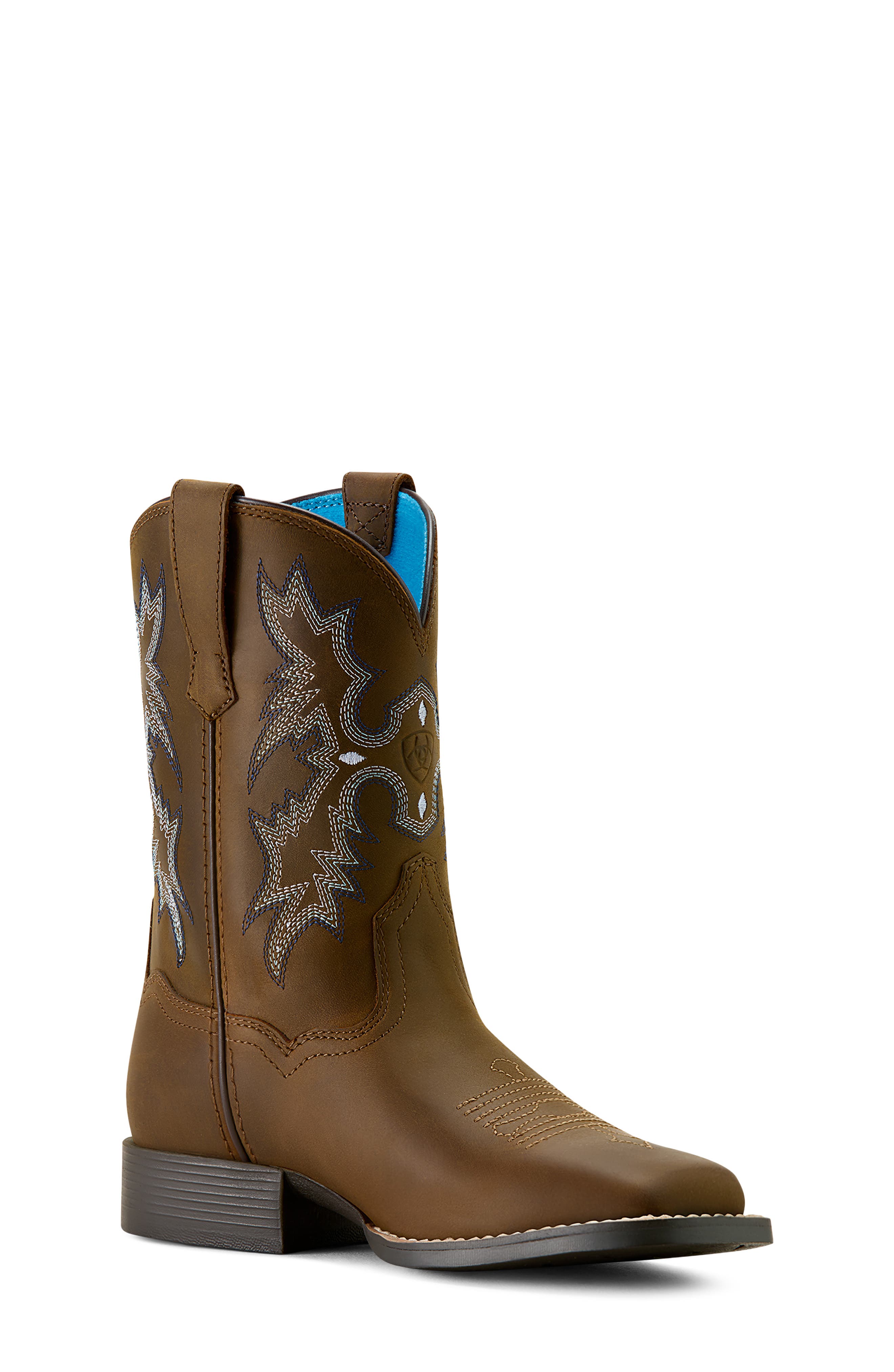 Ariat Kids' Tombstone Wide Square Toe Western Boot, Main, color, Distressed Brown