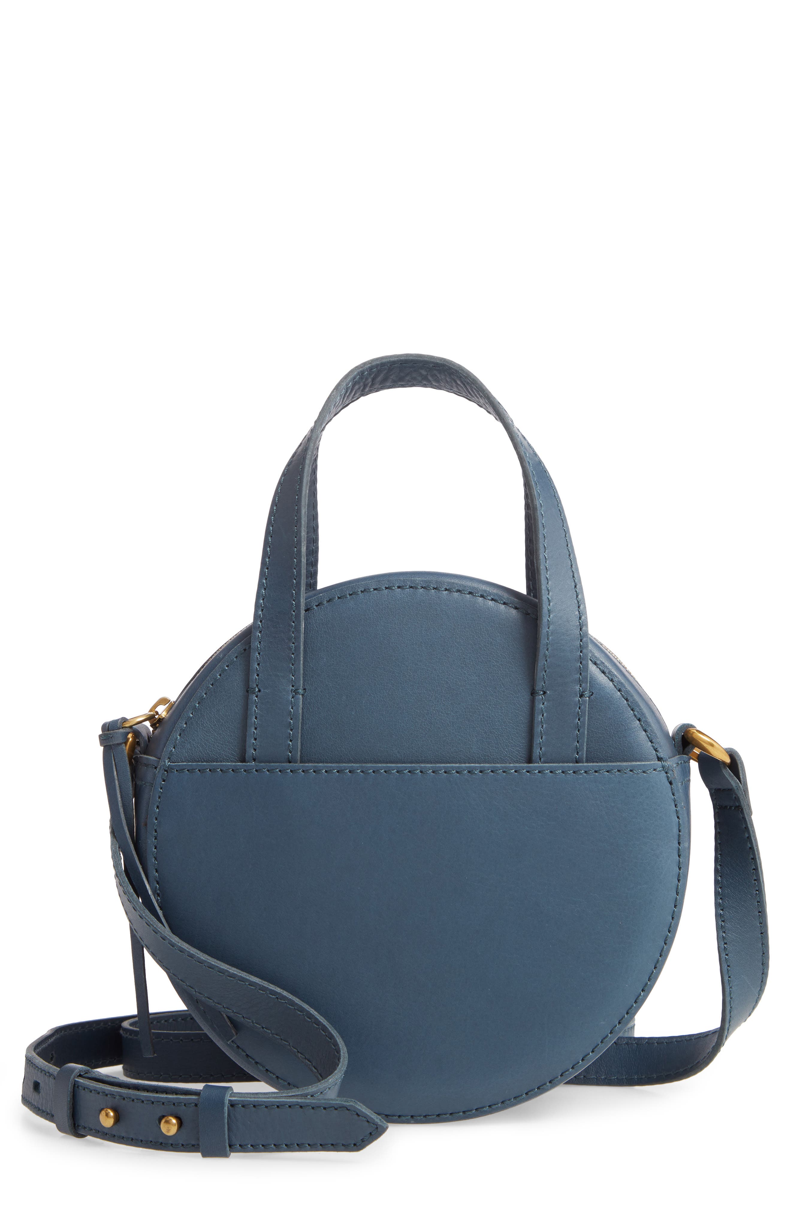 Juno Circle Leather Crossbody Bag, Main, color, BLUE HEMATITE