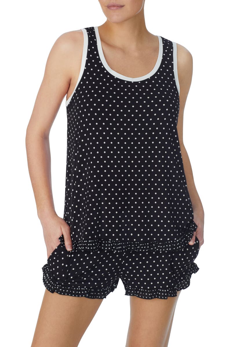 Kate Spade New York sleeveless short pajamas, Alternate, color, Black Ivory Dot