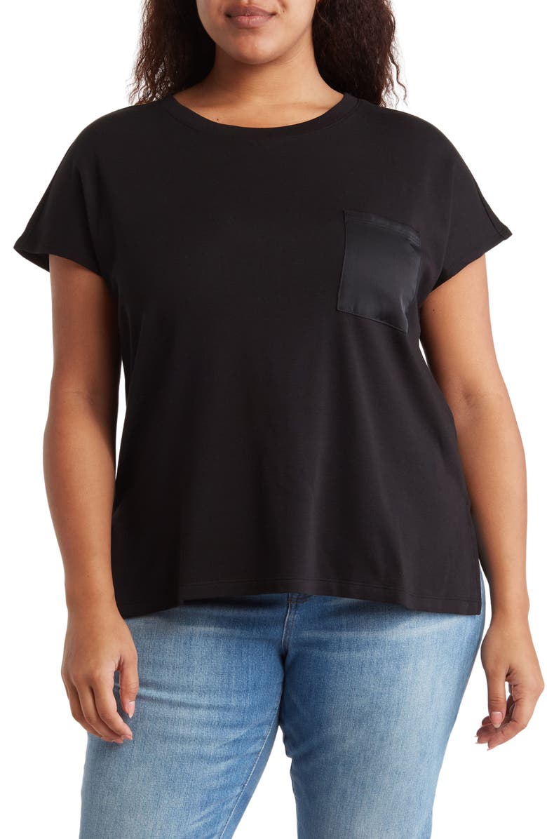 NORDSTROM RACK Satin Pocket T-Shirt, Main, color, 