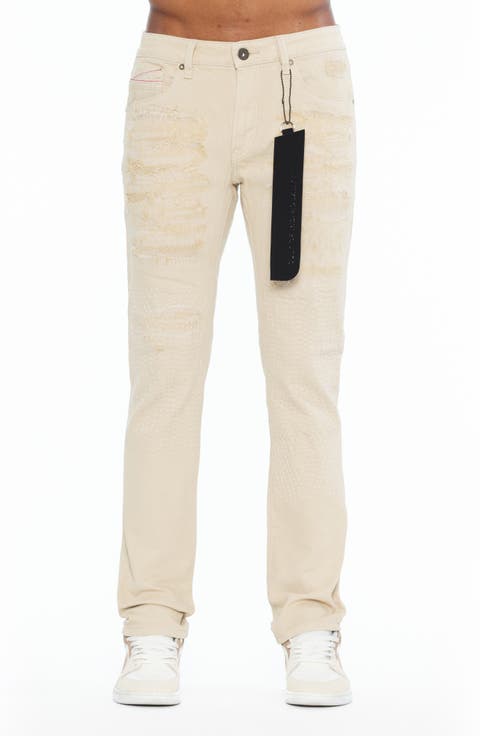 Rocker Distressed Slim Straight Leg Jeans