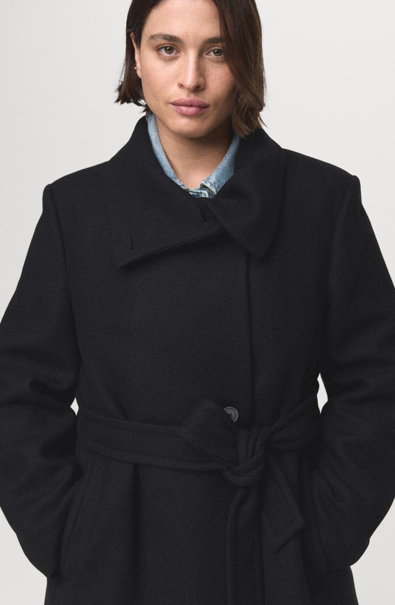 MANGO Manteco Virgin Wool Blend Coat, Alternate, color, Black