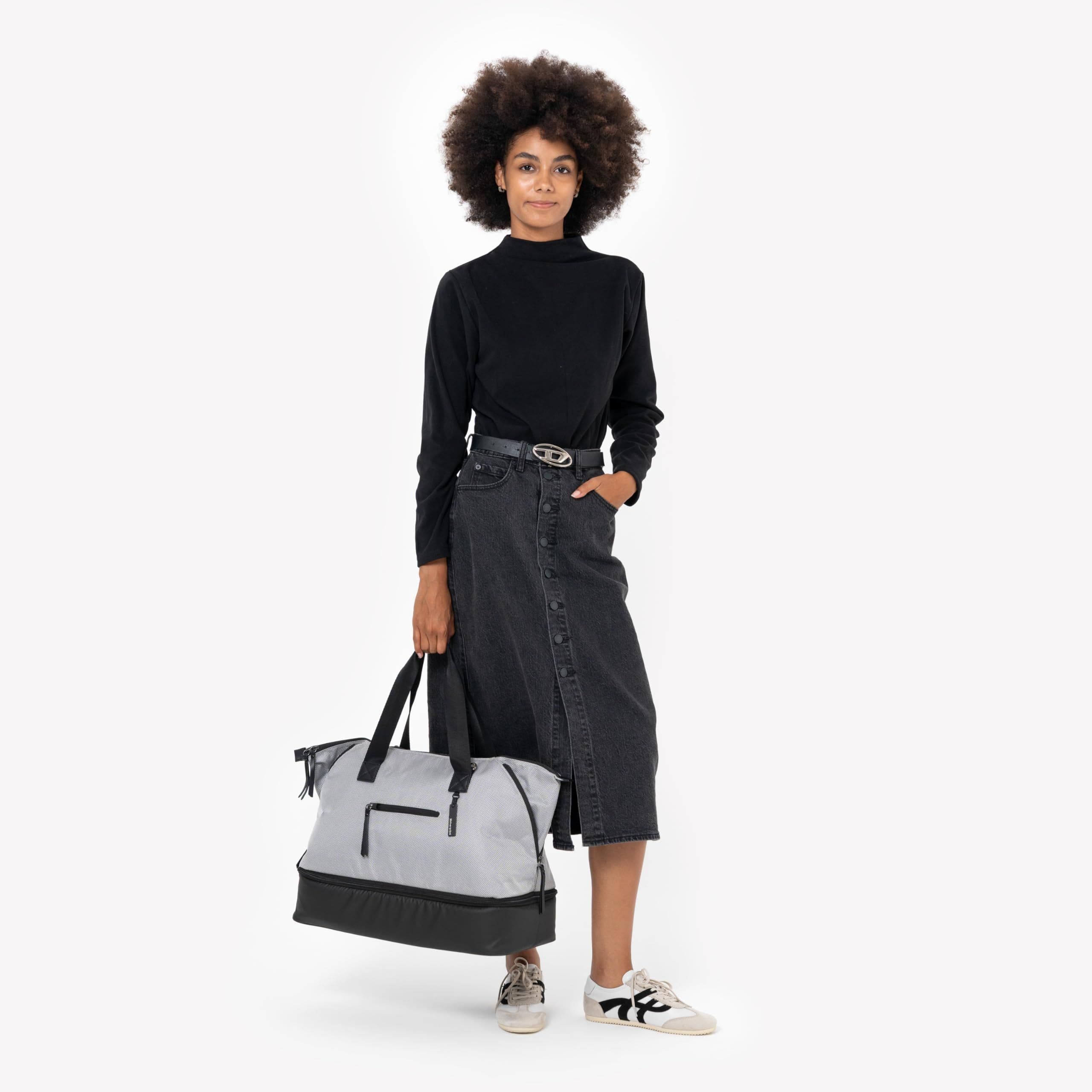 Sherpani Boston Anti-Theft Tote Duffel for Women with Removable Shoe Compartment, Alternate, color, Sterling