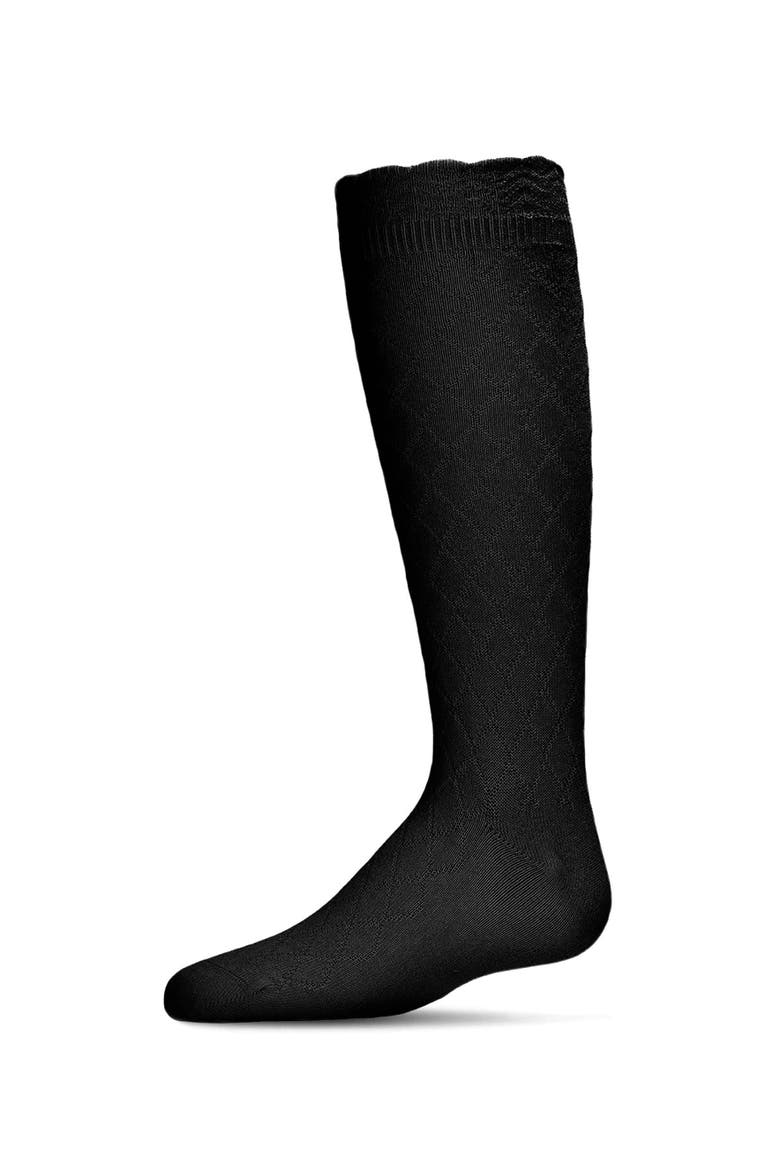 Double Diamond Knee High Socks, Main, color, Black