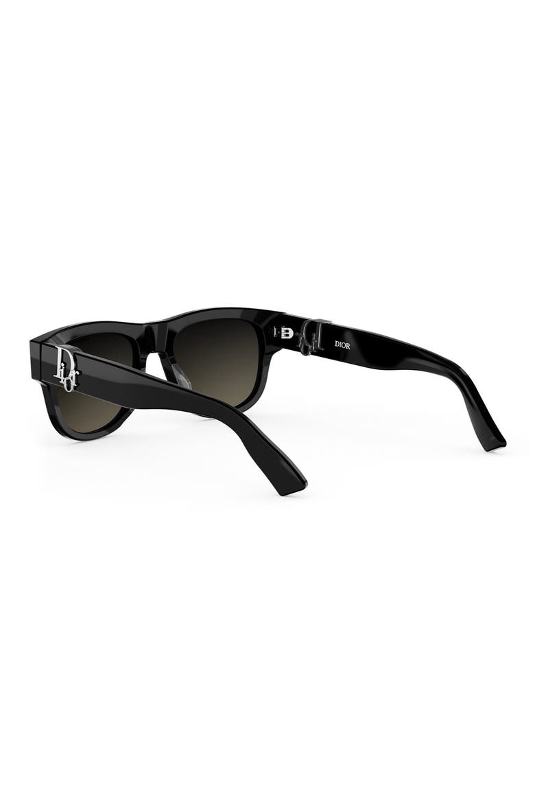'DiorOblique S4I 53mm Mirrored Geometric Sunglasses, Alternate, color, SHINY BLACK / GRADIENT SMOKE