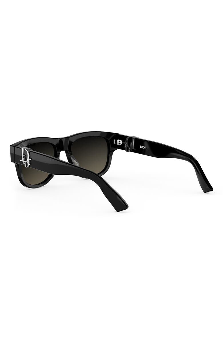 DIOR 'DiorOblique S3I 53mm Mirrored Geometric Sunglasses, Alternate, color, Shiny Black / Gradient Smoke