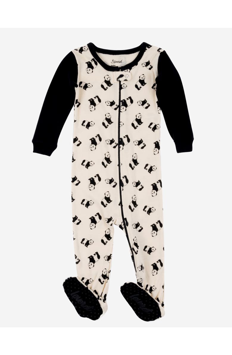 Leveret Footed Printed Cotton Matching Family Pajamas, Animal Kingdom Prints, Main, color, Panda