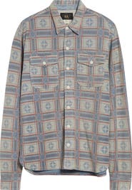 Double RL Reverse Print Terry Cloth Button-Up Work Shirt