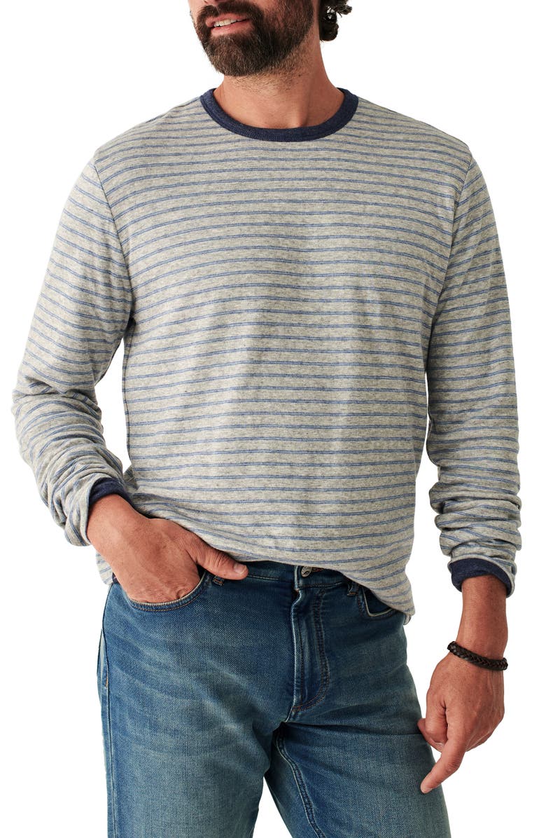 Faherty Cloud Reversible Cotton & Modal Crewneck T-Shirt, Main, color, Navy Heather/Stripe