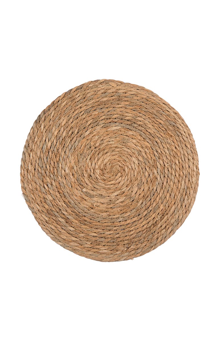 C&F Home Midnight Seagrass Fiber Rush Round Set of 6 Placemats 15", Main, color, Brown