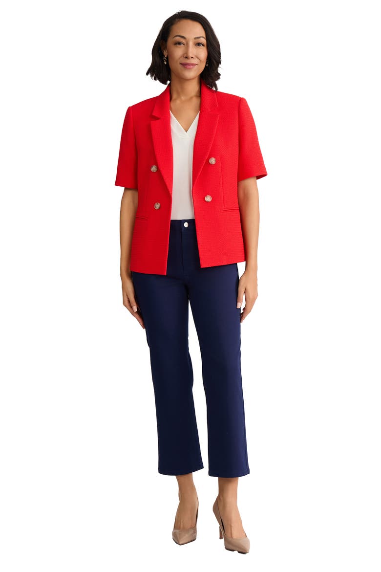 Short Sleeve Double Breasted Blazer, Alternate, color, ROUGE