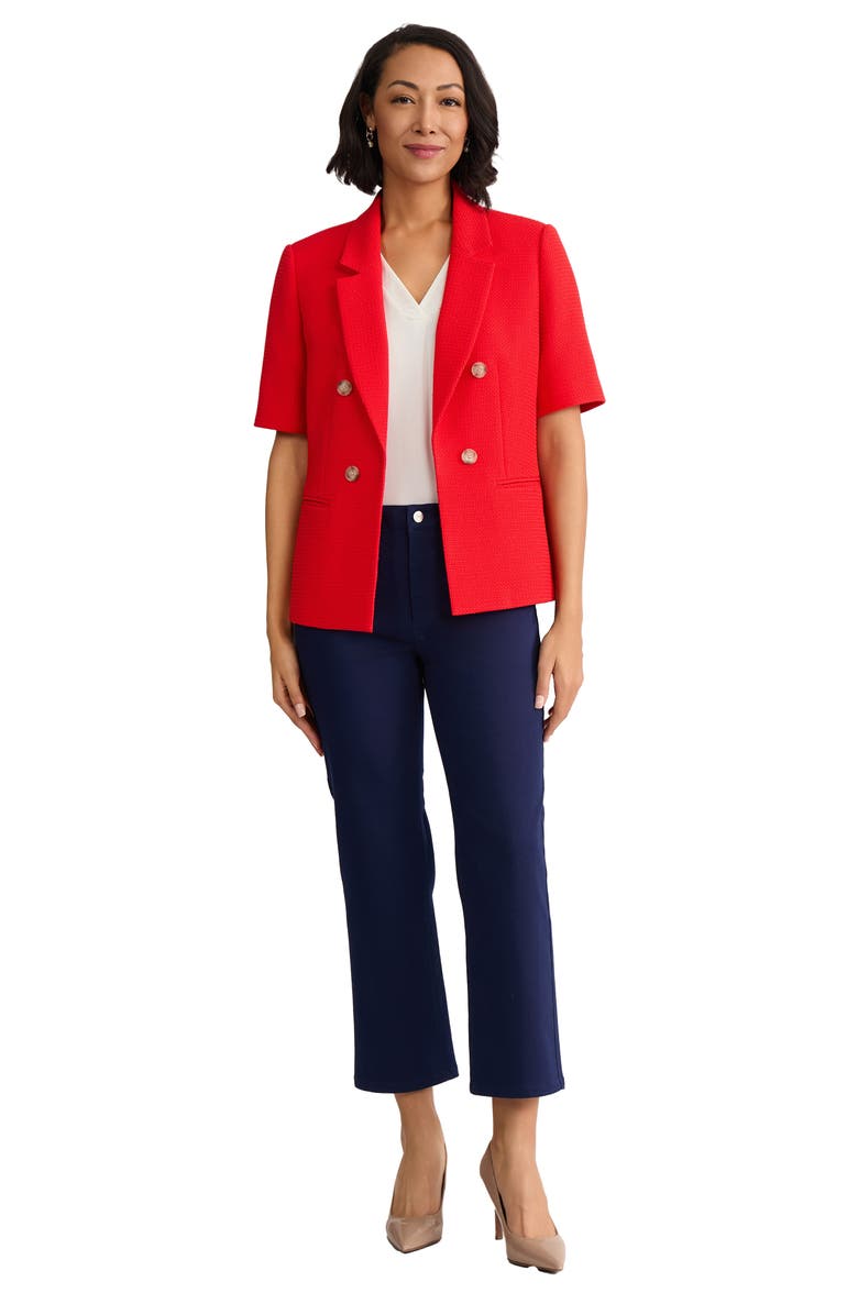 Jones New York Short Sleeve Double Breasted Blazer, Alternate, color, Rouge