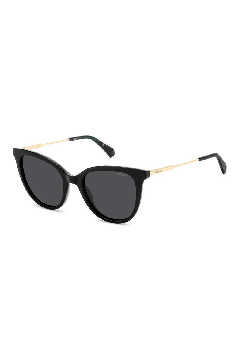 52mm Polarized Cat Eye Sunglasses, Alternate, color, BLACK/ GREY POLAR
