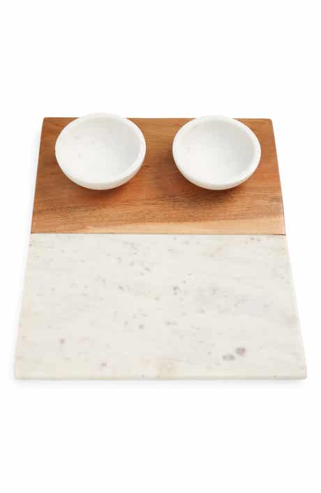 Nordstrom Marble & Acacia Wood Board & Serving Bowl Set
