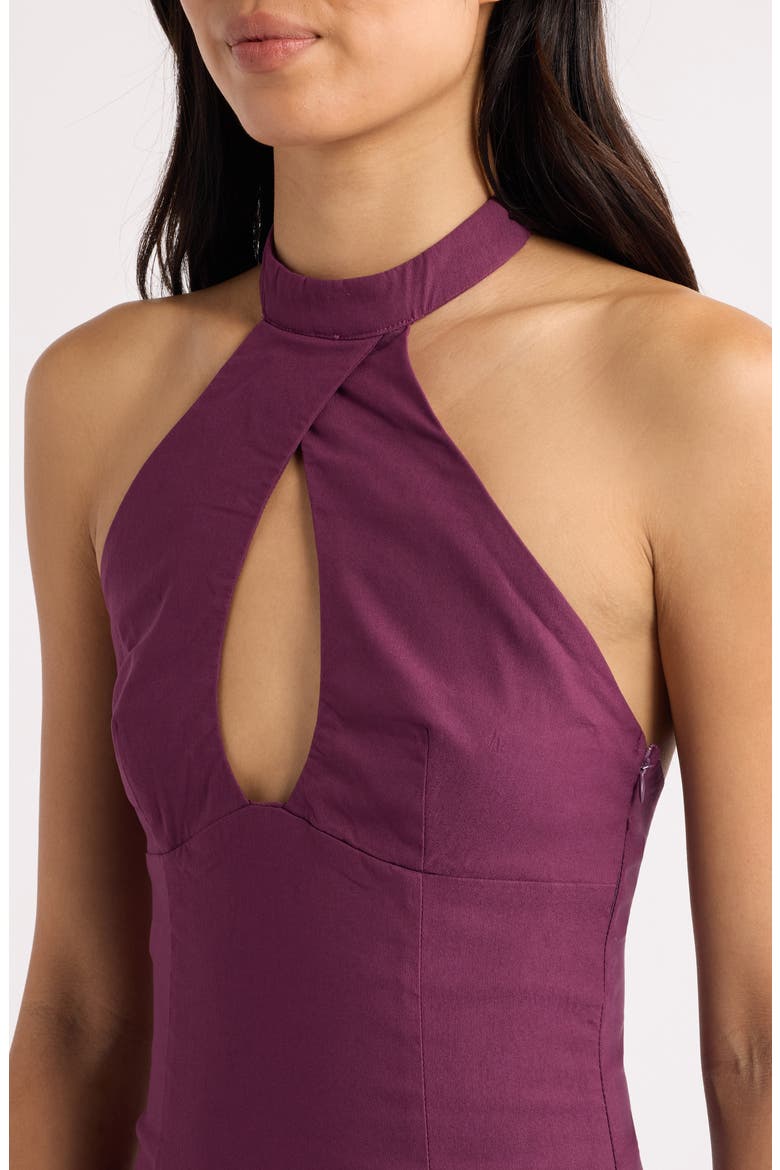 Pleasures Keyhole Drape Minidress, Alternate, color, PLUM