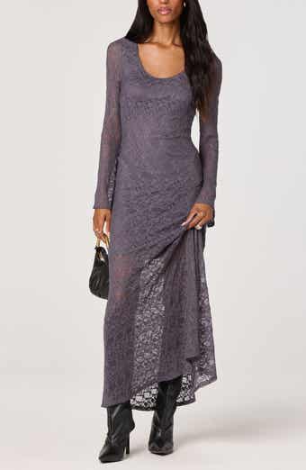 ASTR the Label Long Sleeve Lace A-Line Maxi Dress
