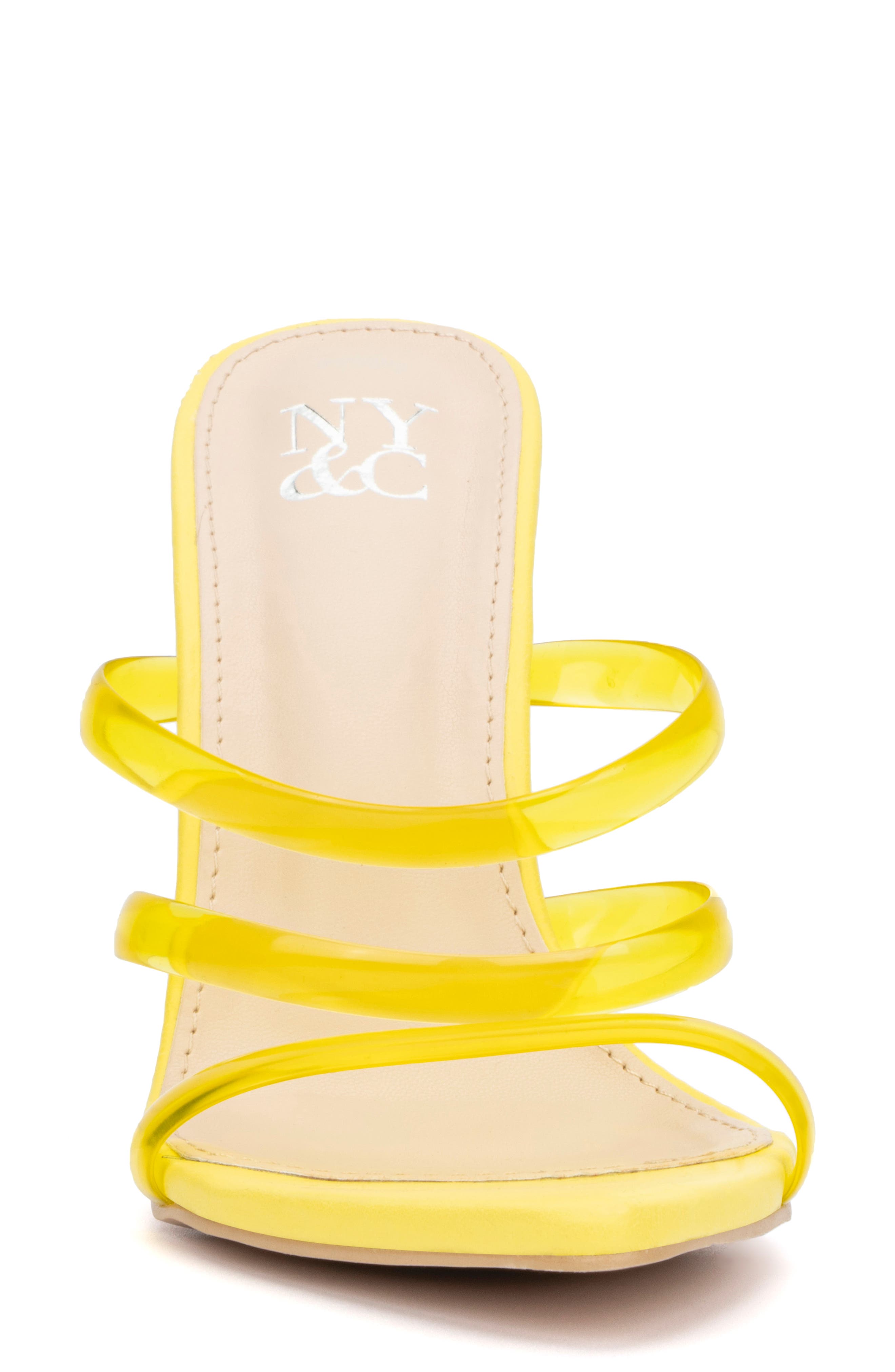 NEW YORK AND COMPANY Biana Clear Strappy Heeled Sandal, Alternate, color, Yellow