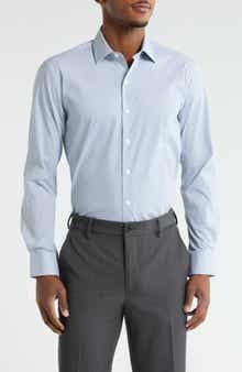 DKNY Slim Fit Mini Cross Print Stretch Dress Shirt