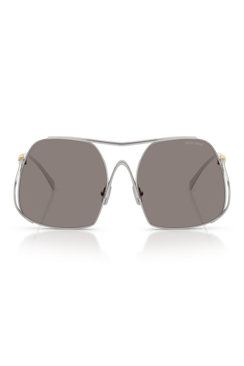 57mm Square Sunglasses, Main, color, SILVER / DARK GREY