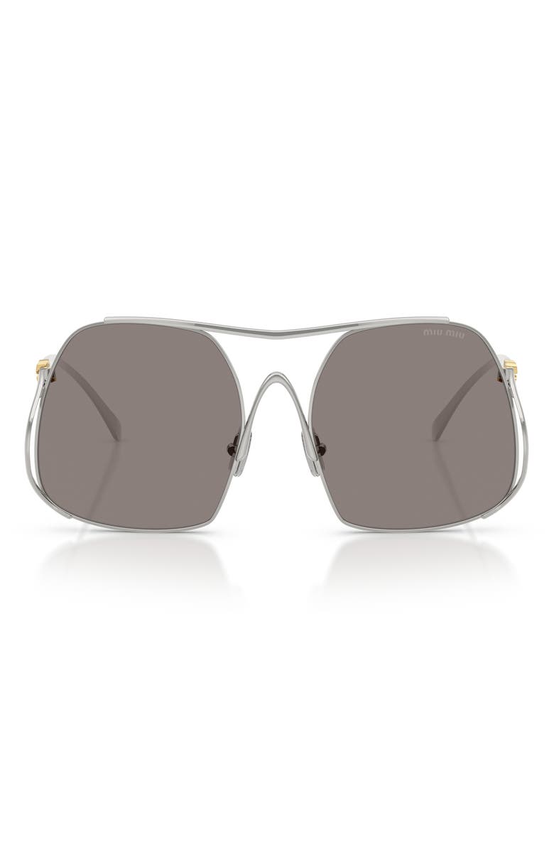 Miu Miu 57mm Square Sunglasses, Main, color, Silver / Dark Grey